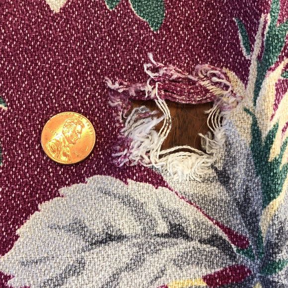 Vintage Fabric / Tablecloth Floral Flowers Leaves Rectangle 44x37" - Picture 4 of 6